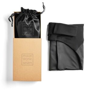 Moon Stone Seven Black Satin hair wrap for curls and oversized satin crunchie
